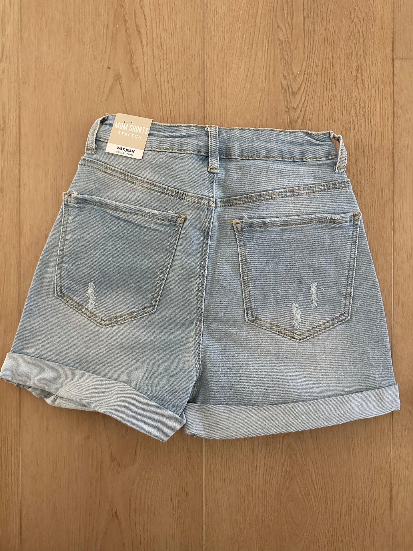 Light Wash Ripped Shorts