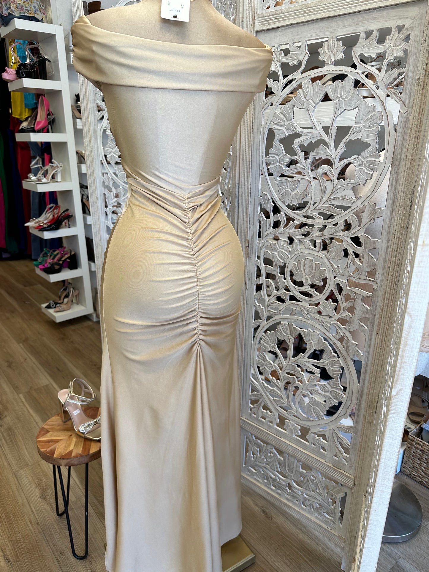 Champagne Wrapped Formal Dress