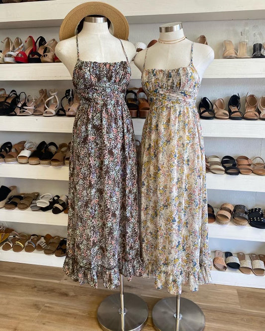 Tie- Back Floral Mid Dress