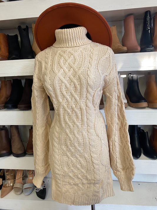 Knit Turtleneck Sweater Dress