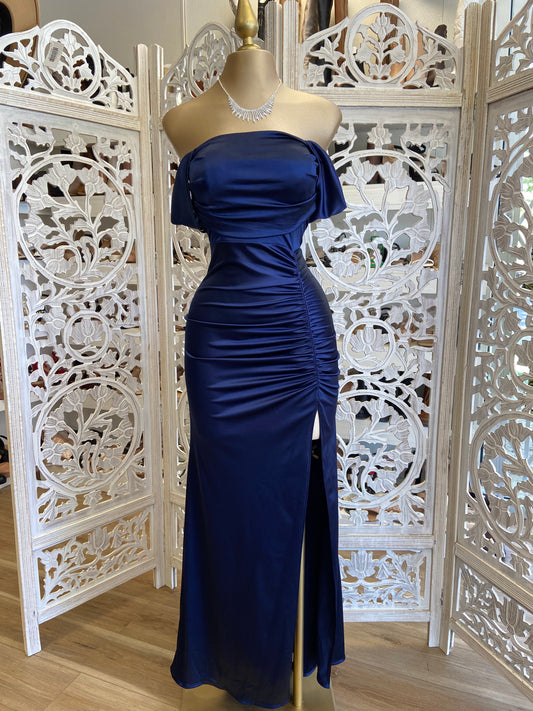 Midnight Blue Formal Ruched Dress