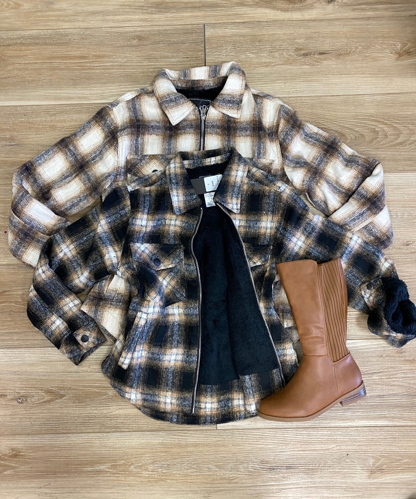 Boys/girl zipper plaid flannel