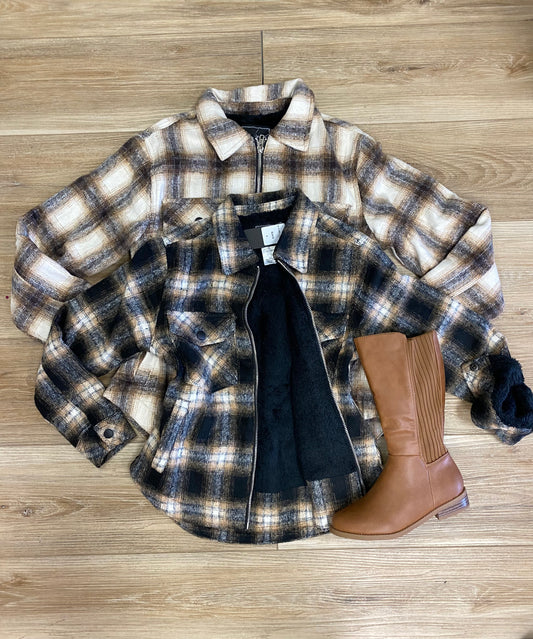 Boys/girl zipper plaid flannel