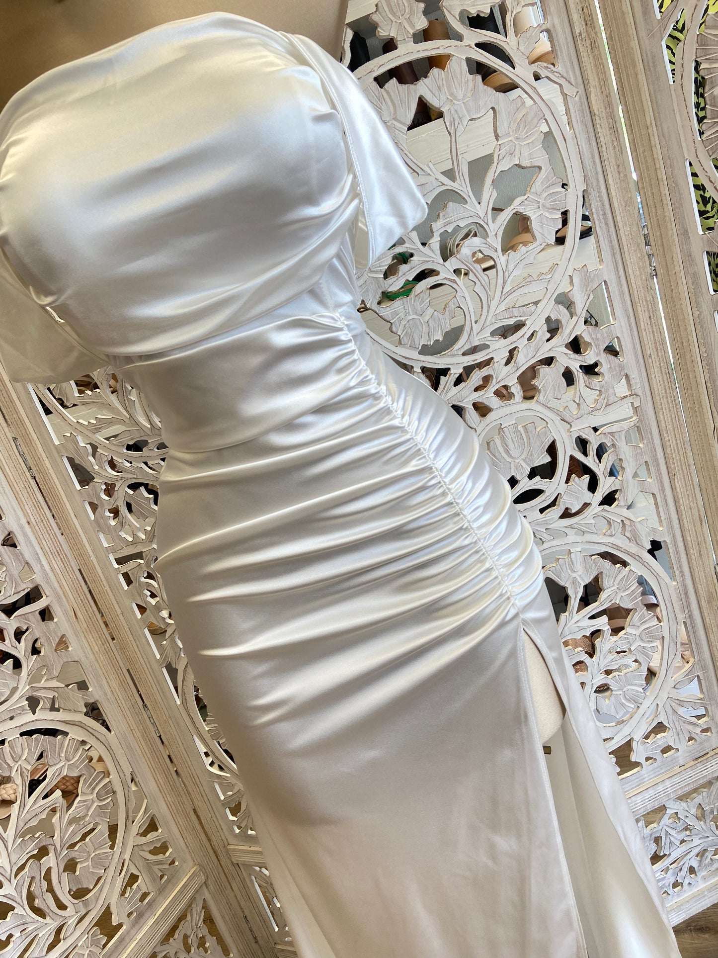 White Formal Ruched Dress