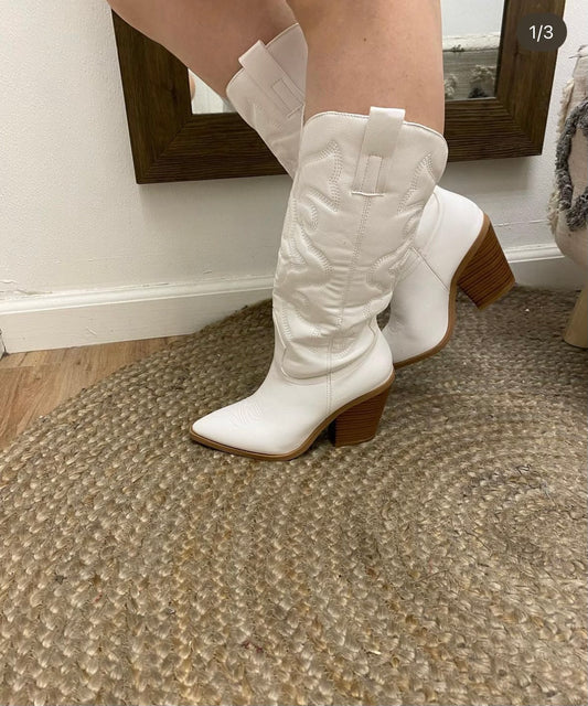 White Western Boots