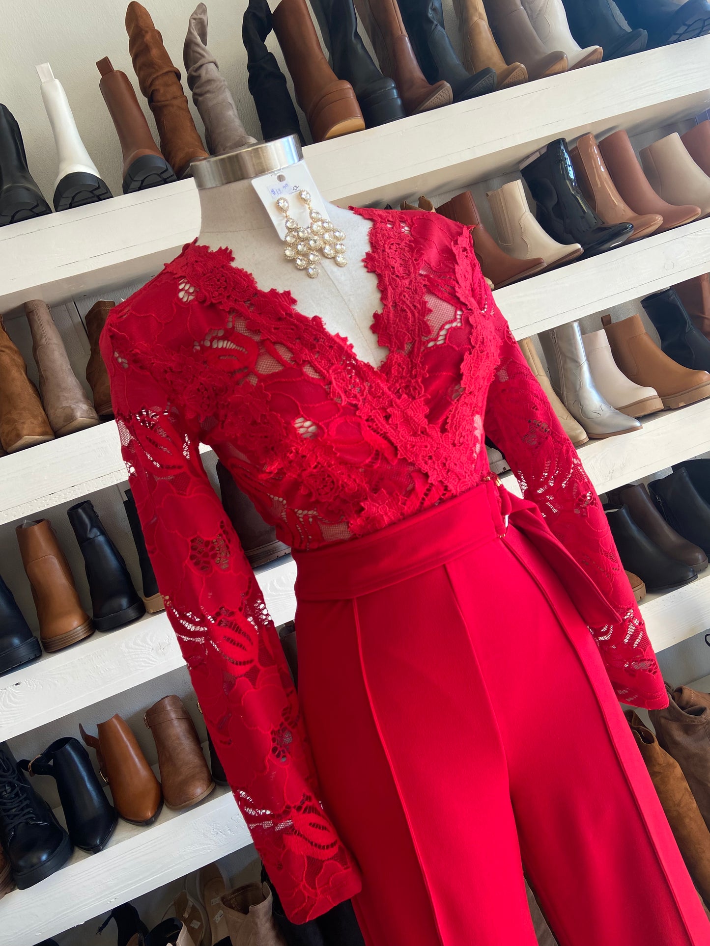 Red Lace Jumpsuit