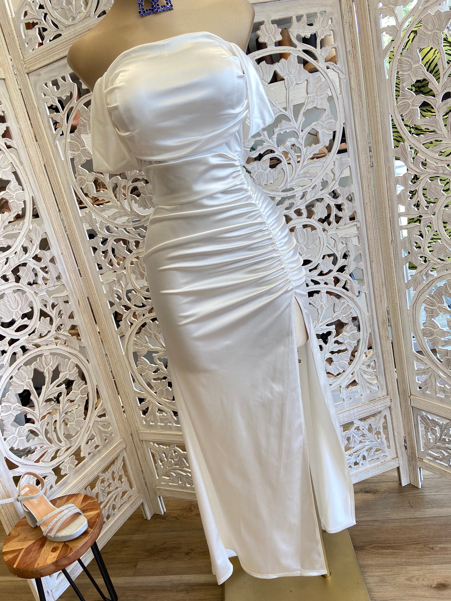 White Formal Ruched Dress