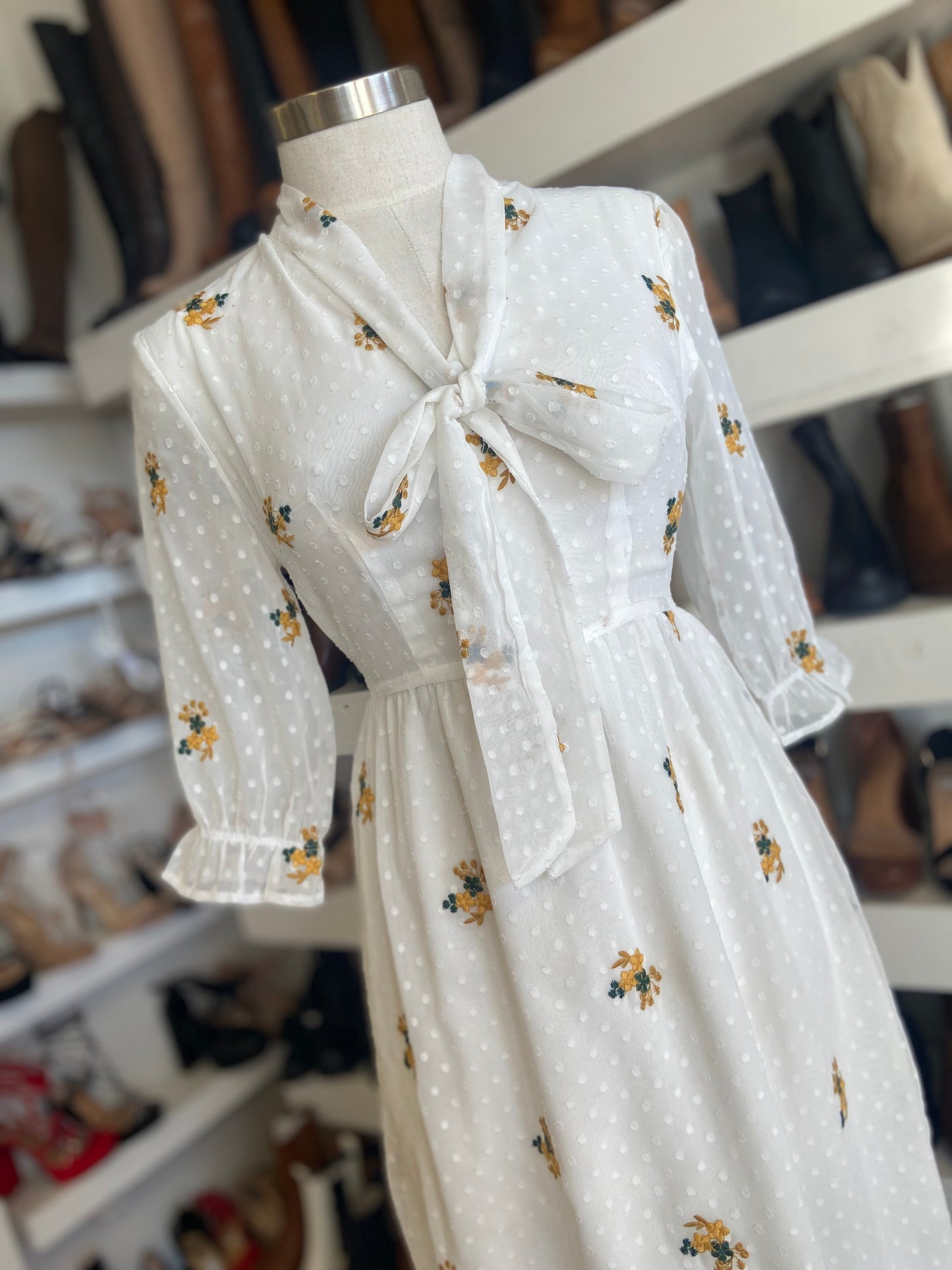 Embroidered Floral Midi Dress