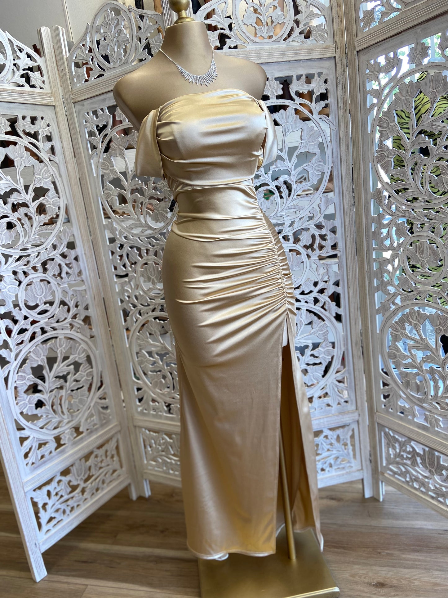 Champagne Formal Ruched Dress