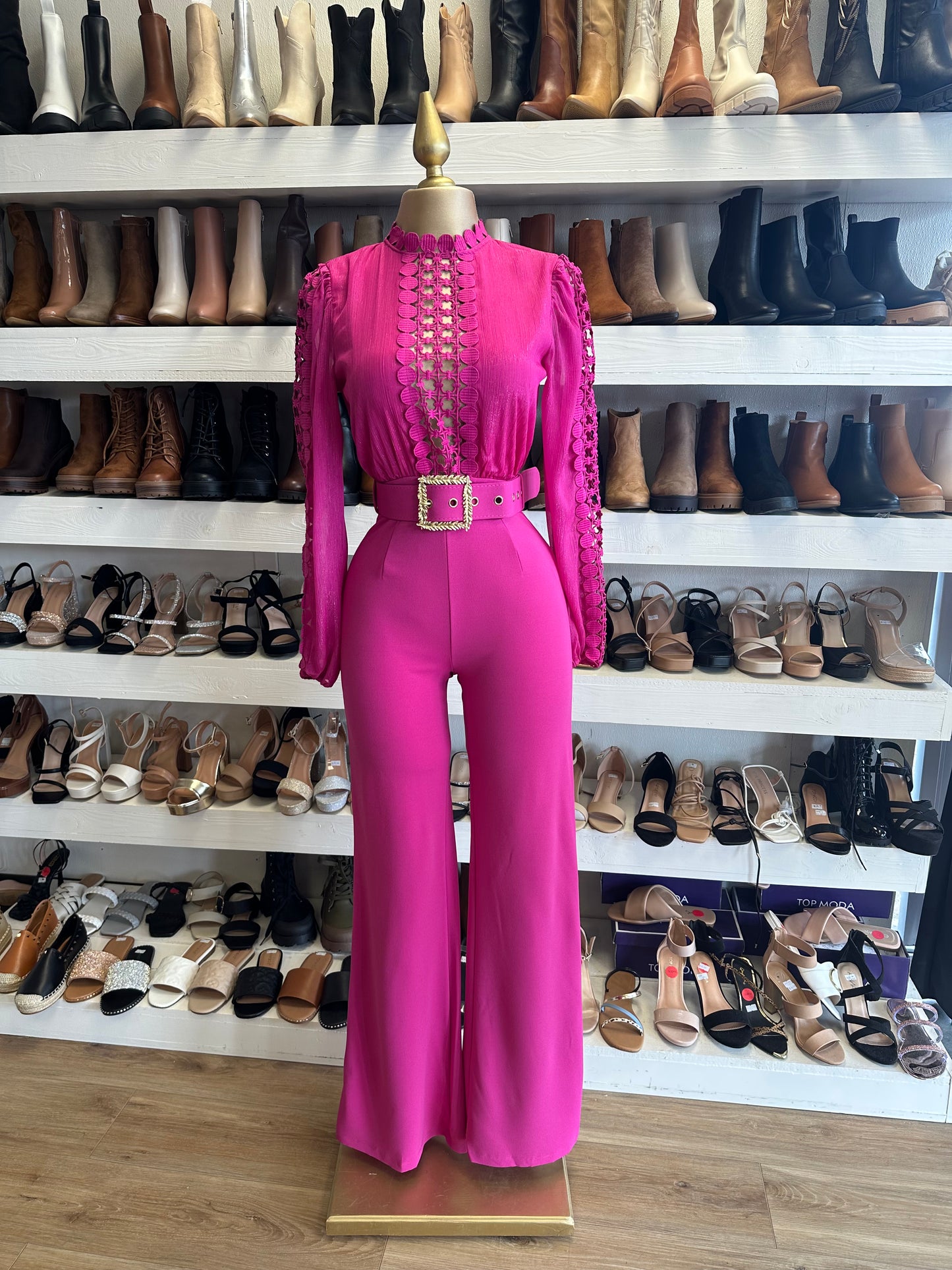 Hot Pink Lace Jumpsuit