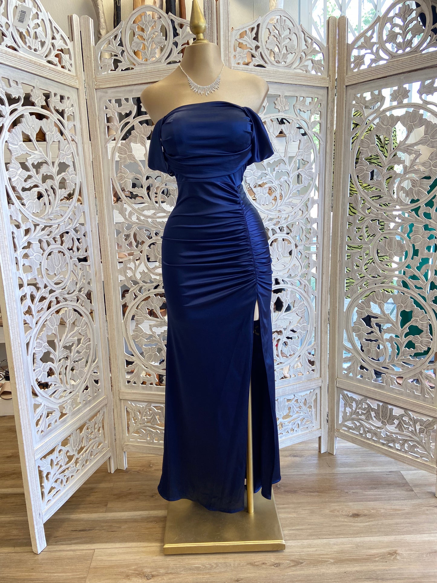 Midnight Blue Formal Ruched Dress