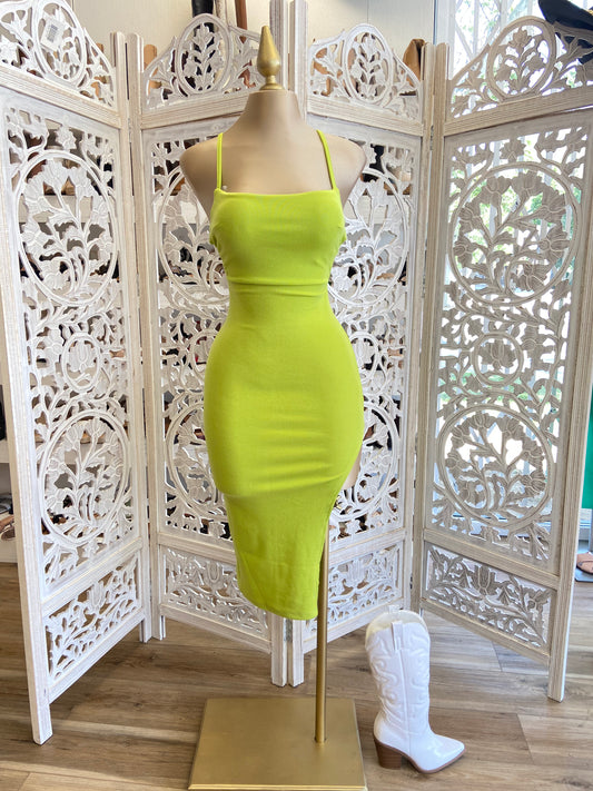 Lime Slitted Dress