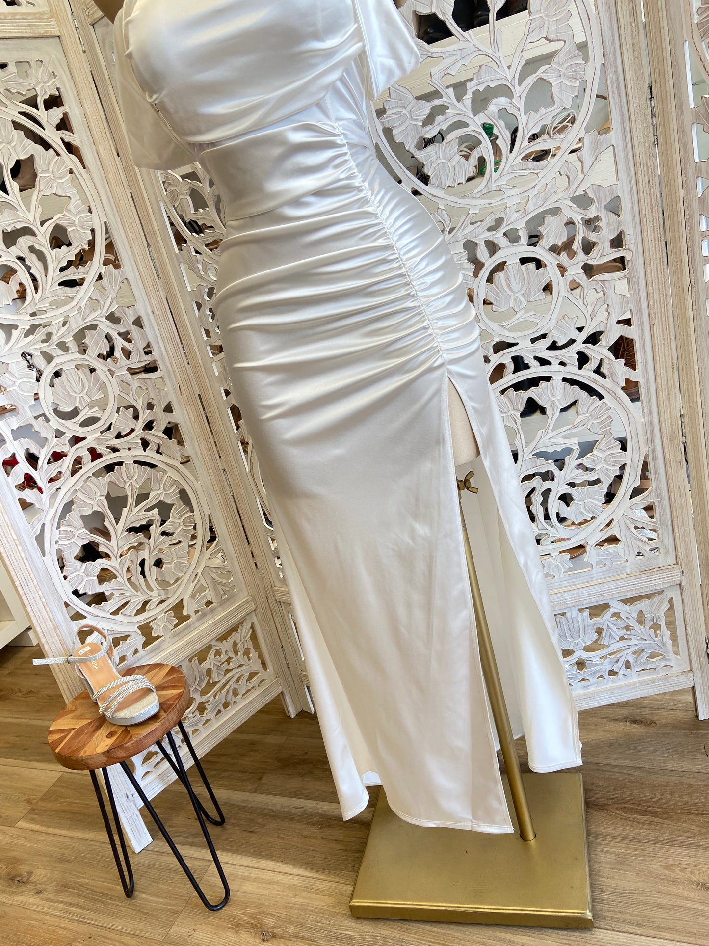 White Formal Ruched Dress