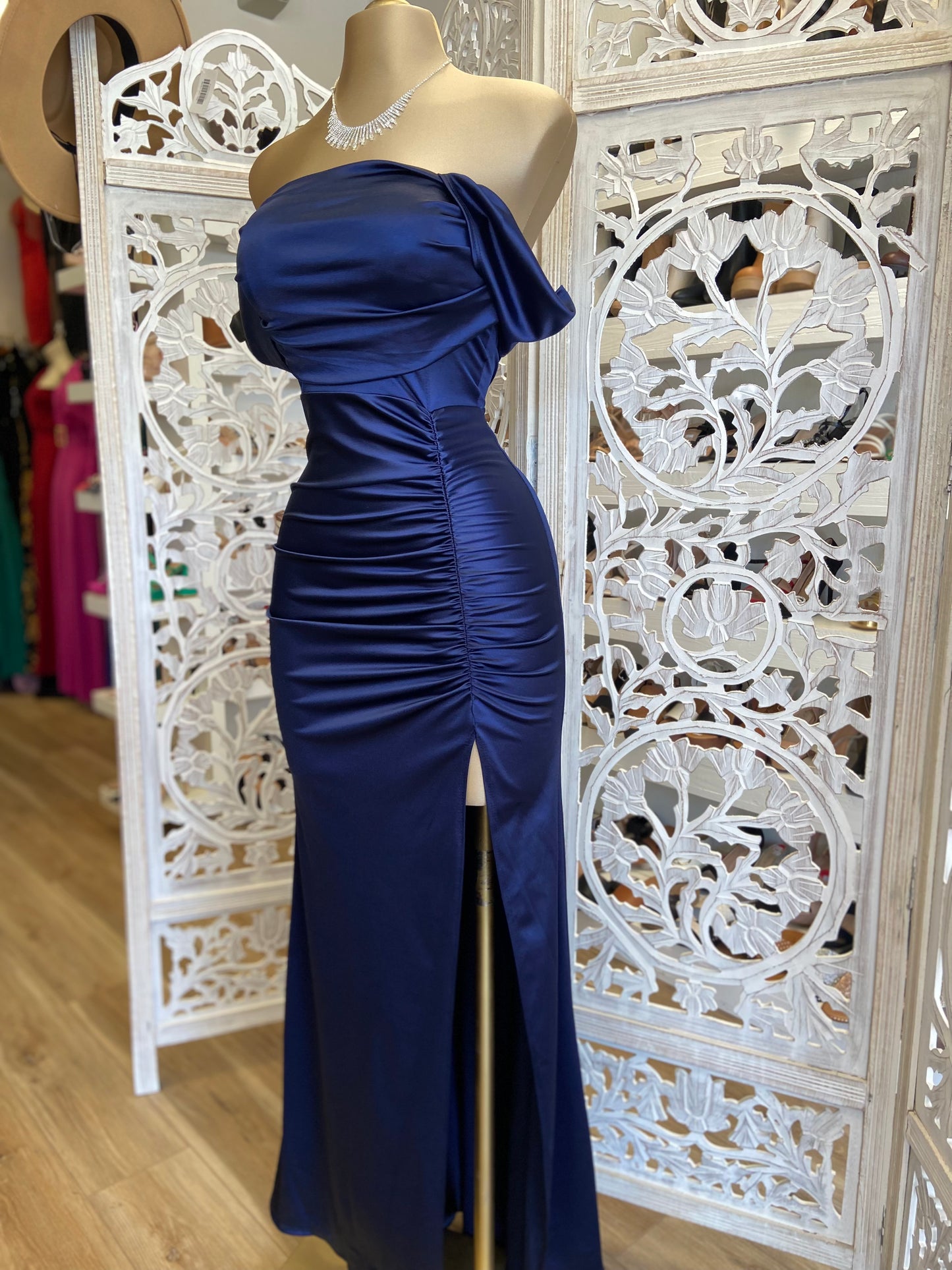 Midnight Blue Formal Ruched Dress