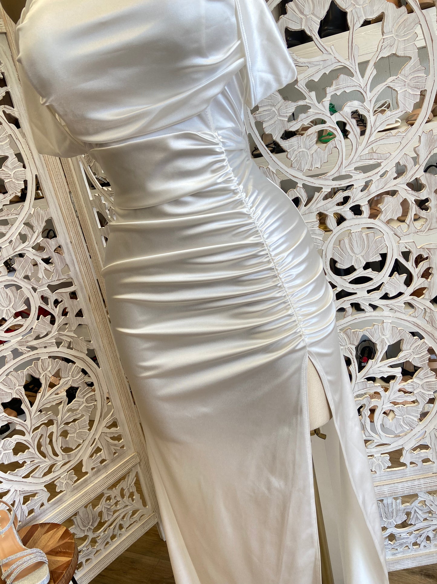 White Formal Ruched Dress