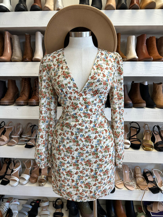 Floral V Neck Dress