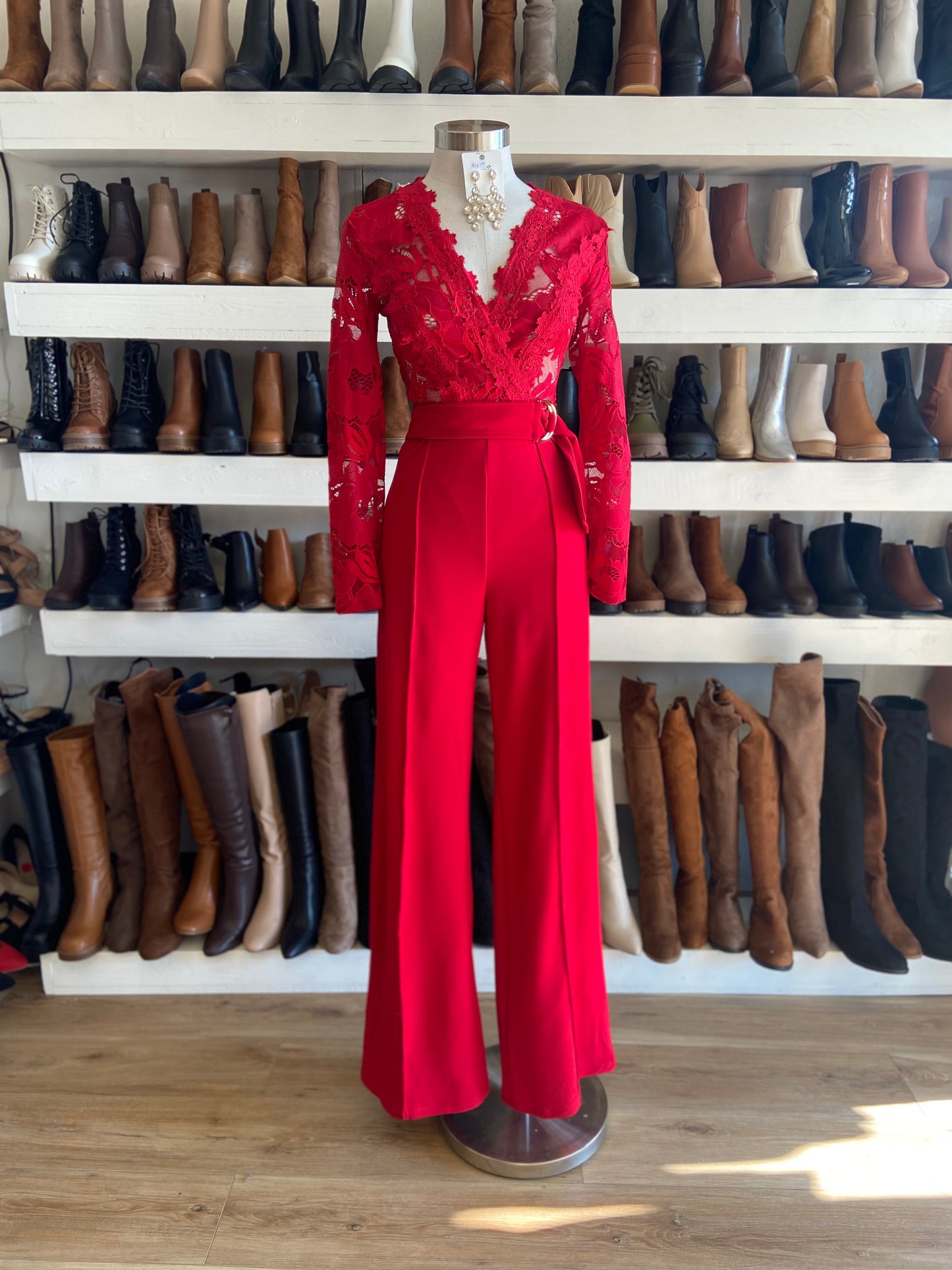 Red Lace Jumpsuit