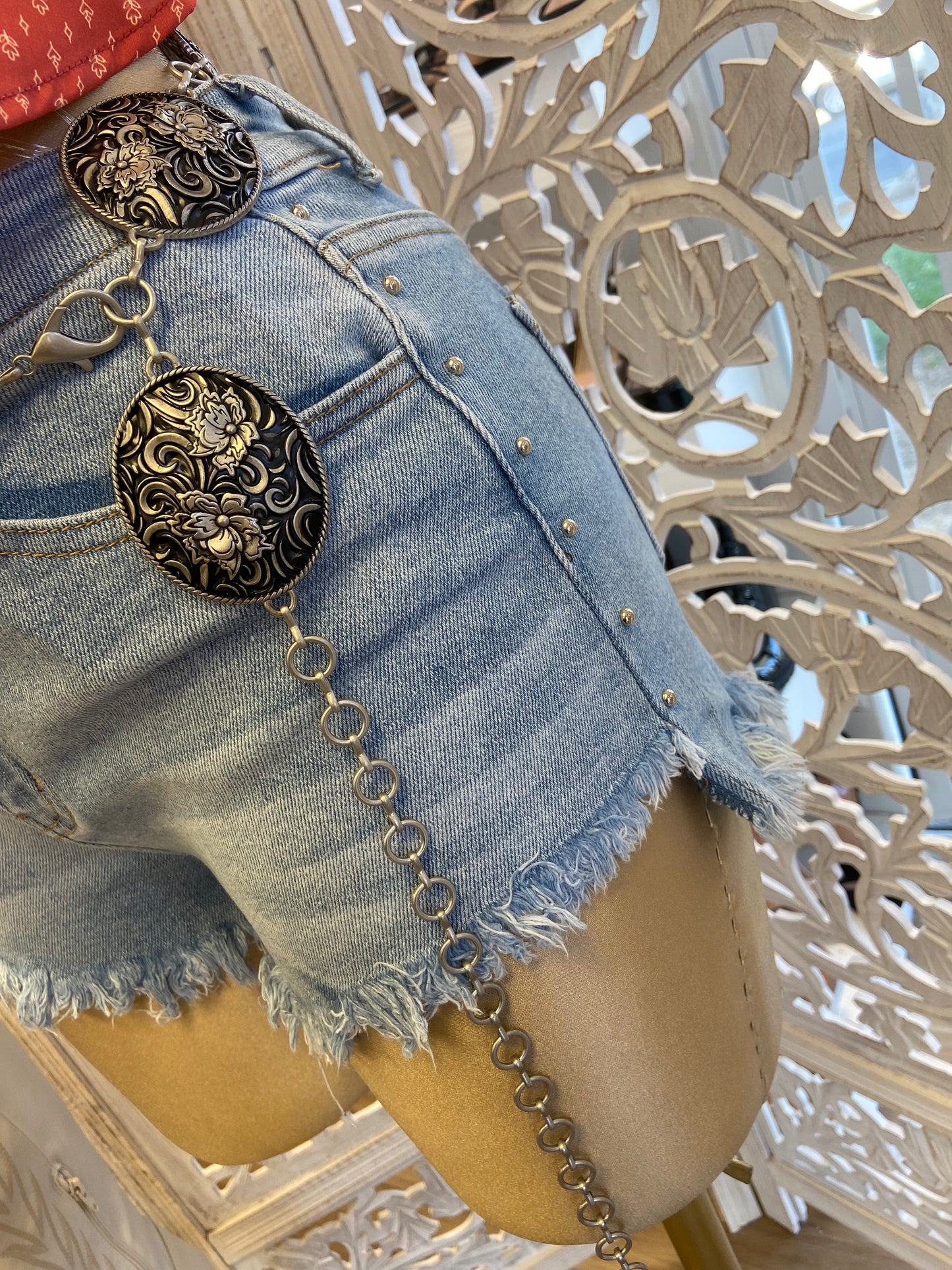 Beaded Distressed Shorts