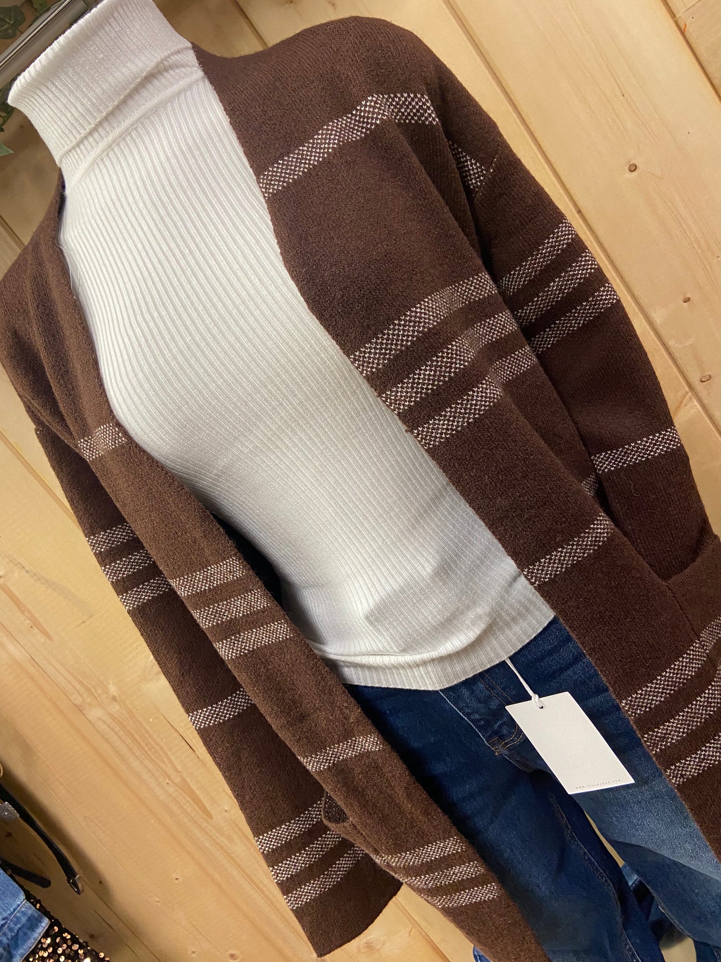 Brown Striped Cardigan