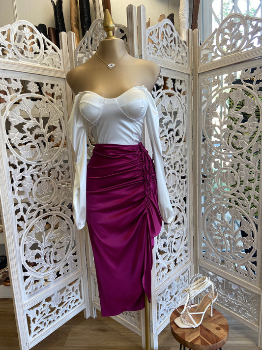 Raspberry Ruched Skirt