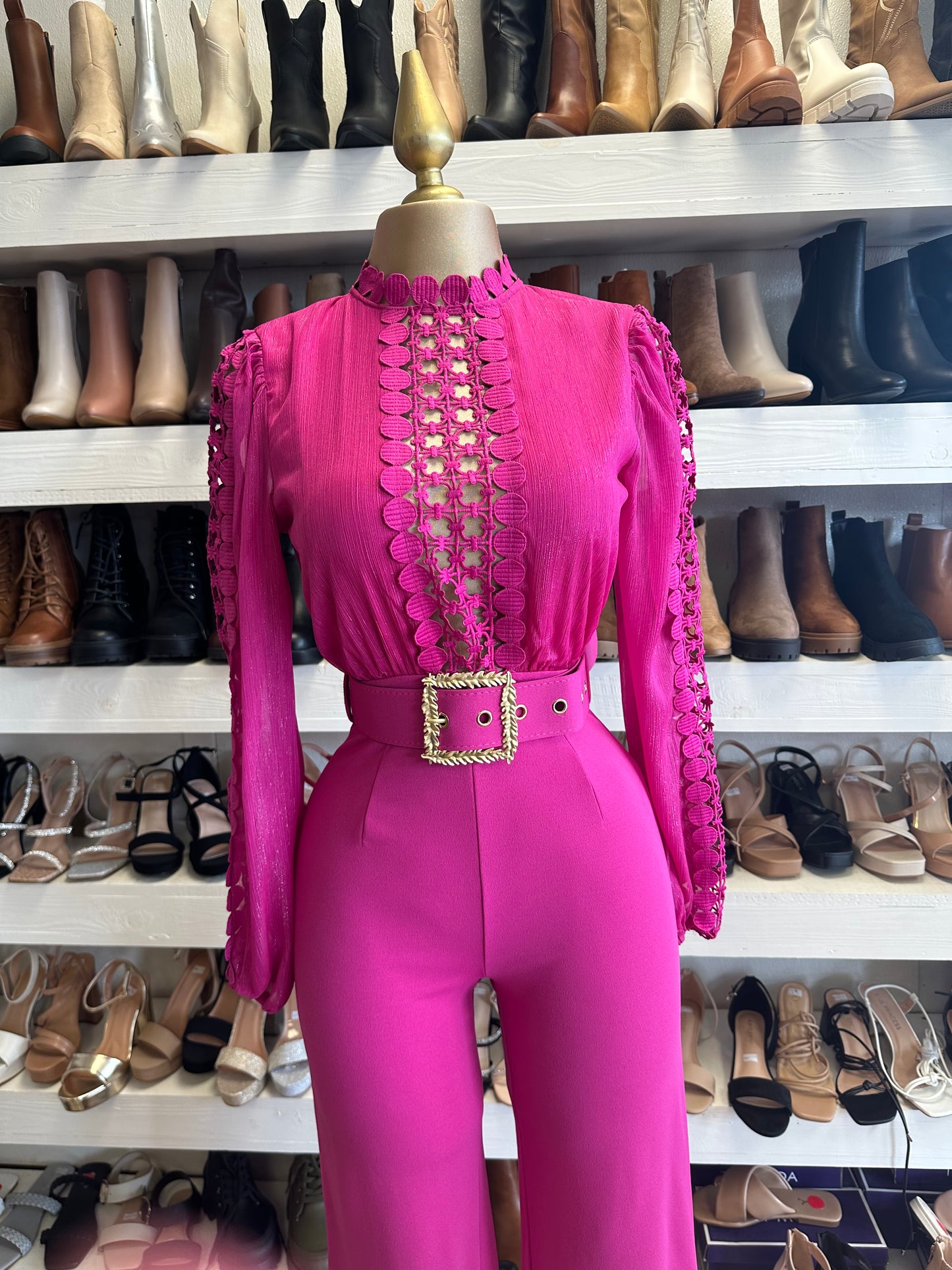 Hot Pink Lace Jumpsuit