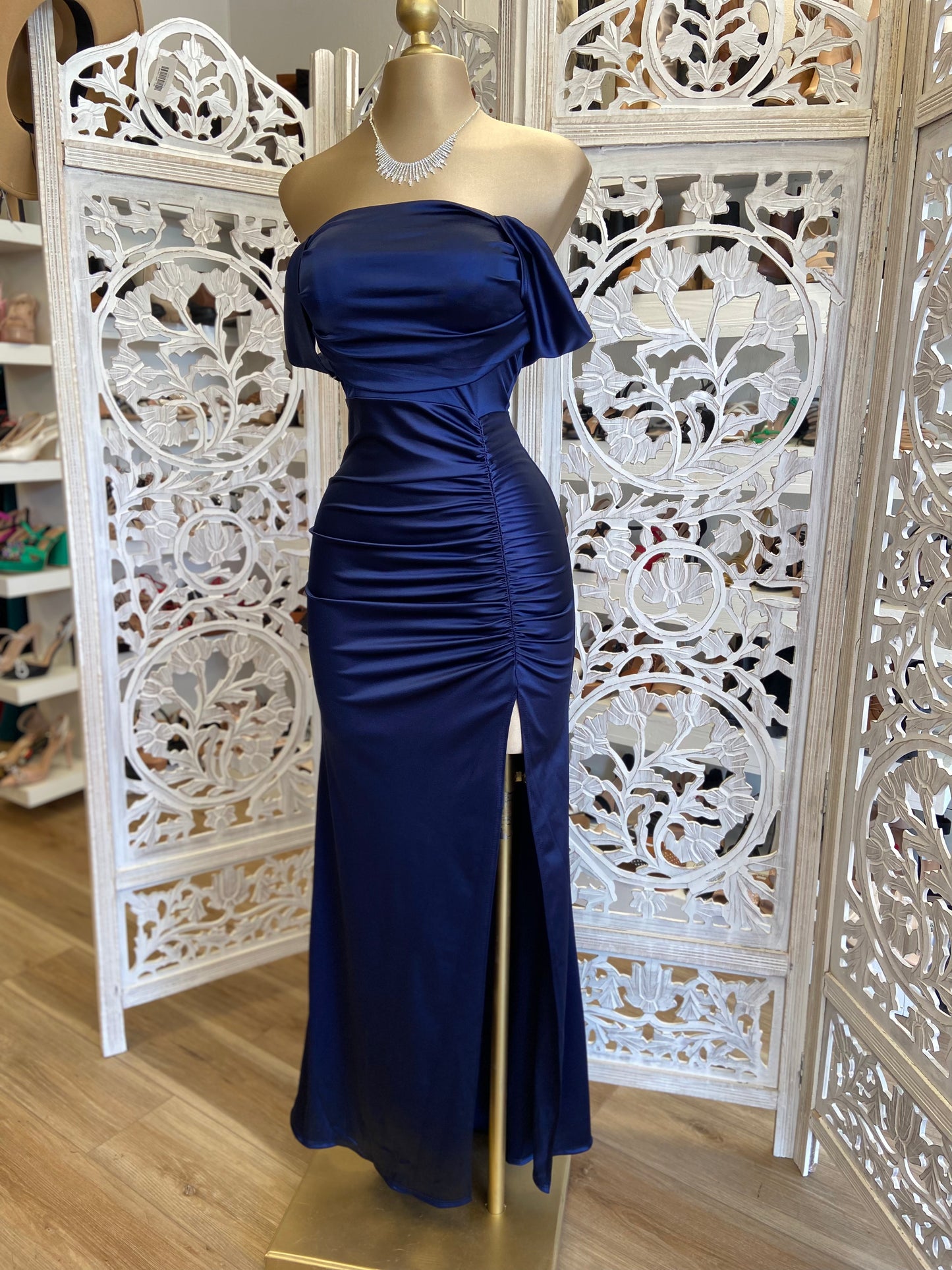 Midnight Blue Formal Ruched Dress