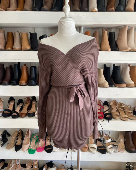 Knit cross-front dress